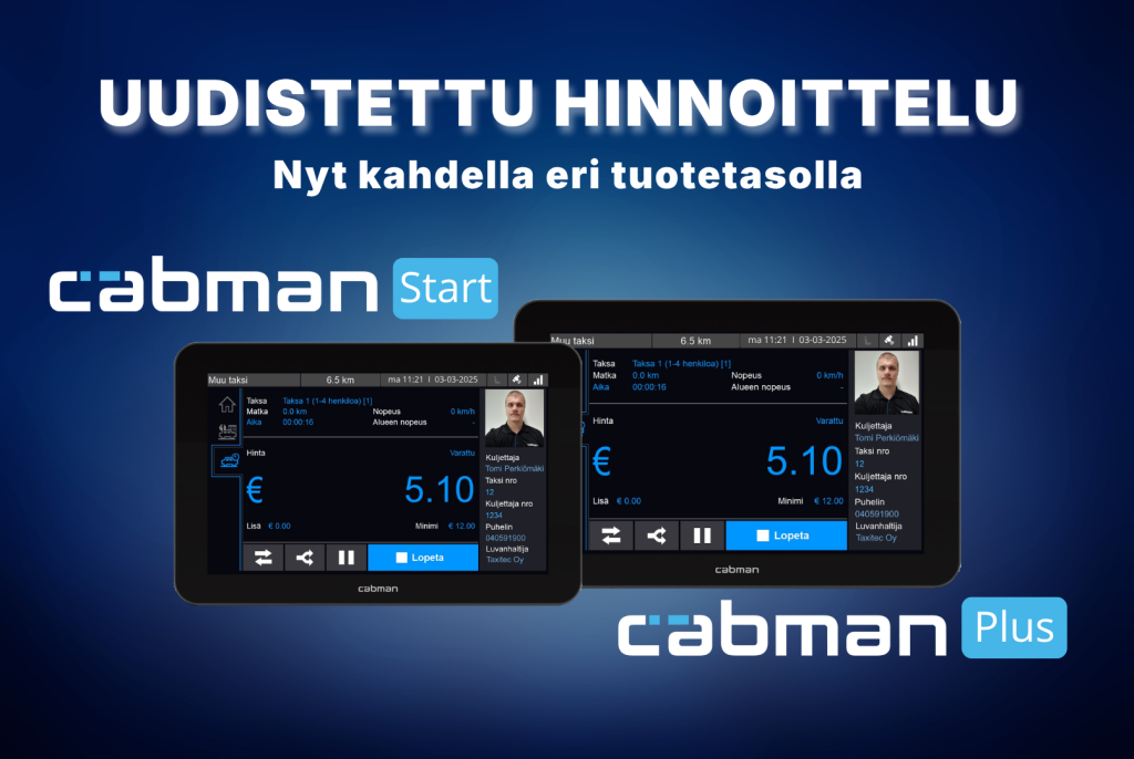 cabman hinnoittelu uudistui